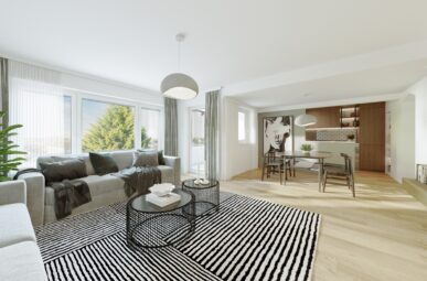 Wohn-/Esszimmer mit Küche (Modernisierungsbeispiel)